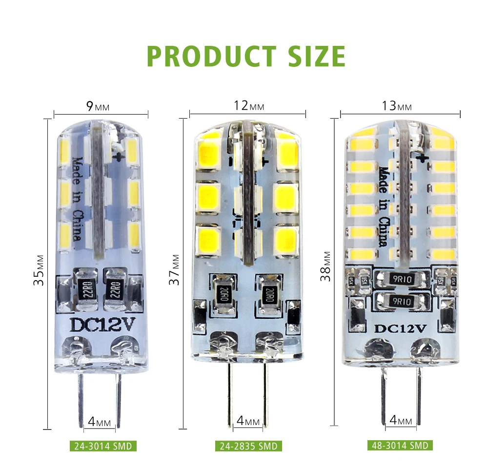 Elinkume G4 светодиодный светильник лампы 24 48 шт. чип SMD3014 2835 энергосберегающие лампы 2 Вт 3 Вт DC12V ампулы светодиодный для Chandeloer 1 партия/5 шт