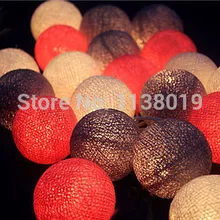 Смешанный темно-серый/ярко-розовый/кремовый белый 20 Хлопок Шар струны рождественские фонари вечерние Декор свадьба