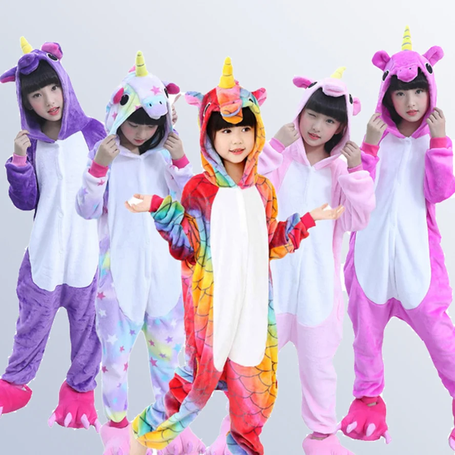 Unicorn pajamas for girls children Christmas pajamas sets children pajamas hooded cartoon sleepwear pajamas boy pajamas 4- 12 Y