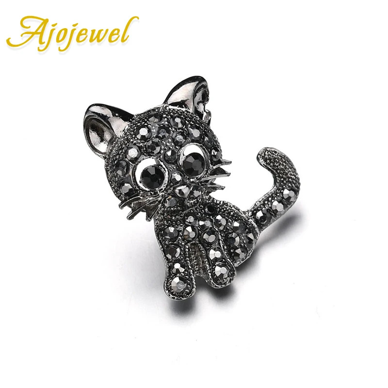 

Ajojewel Cute Rhinestone Vintage Animal Brooches Cat Jewelry Accessories For Suit Cardigan