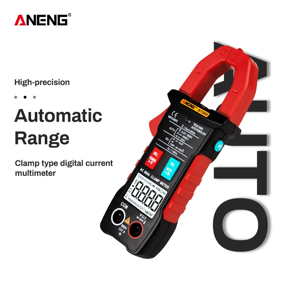 

ANENG ST205 Digital Clamp Meter Analog Multimeter Current Clamp DC/AC Intelligent AUTO range meter with temperature tester