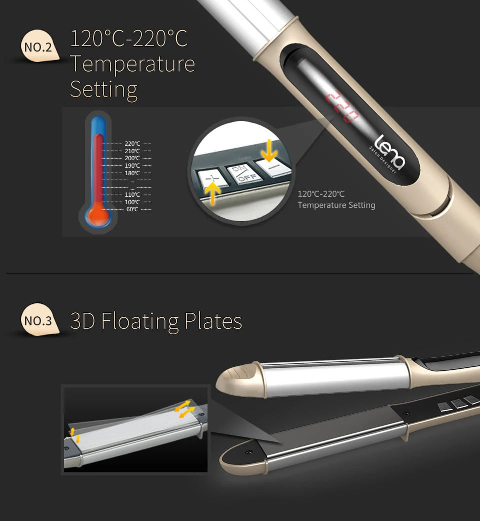 Lena LN-112 светодиодный дисплей профессиональные Стайлеры для волос щипцы для завивки волос выпрямитель мульти бигуди волнистые волосы керамическая пластина