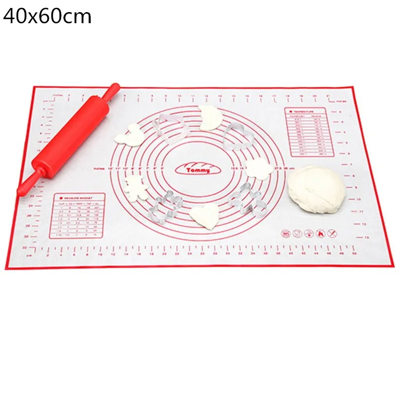Антипригарные силиконовые коврики для выпечки с измерениями для приготовления теста для пиццы держатель для выпечки Кухонные гаджеты Инструменты для приготовления пищи формы для выпечки A - Цвет: 40x60cm red
