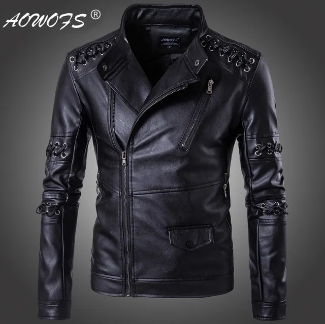 New Design Handsome Men Leather Jackets Europe and America Braided Rope ...