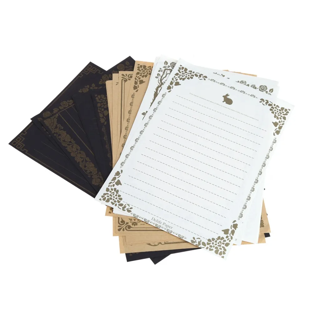 

8 Sheets Vintage Retro Design Writing Stationery Paper Pad Note Letter Set