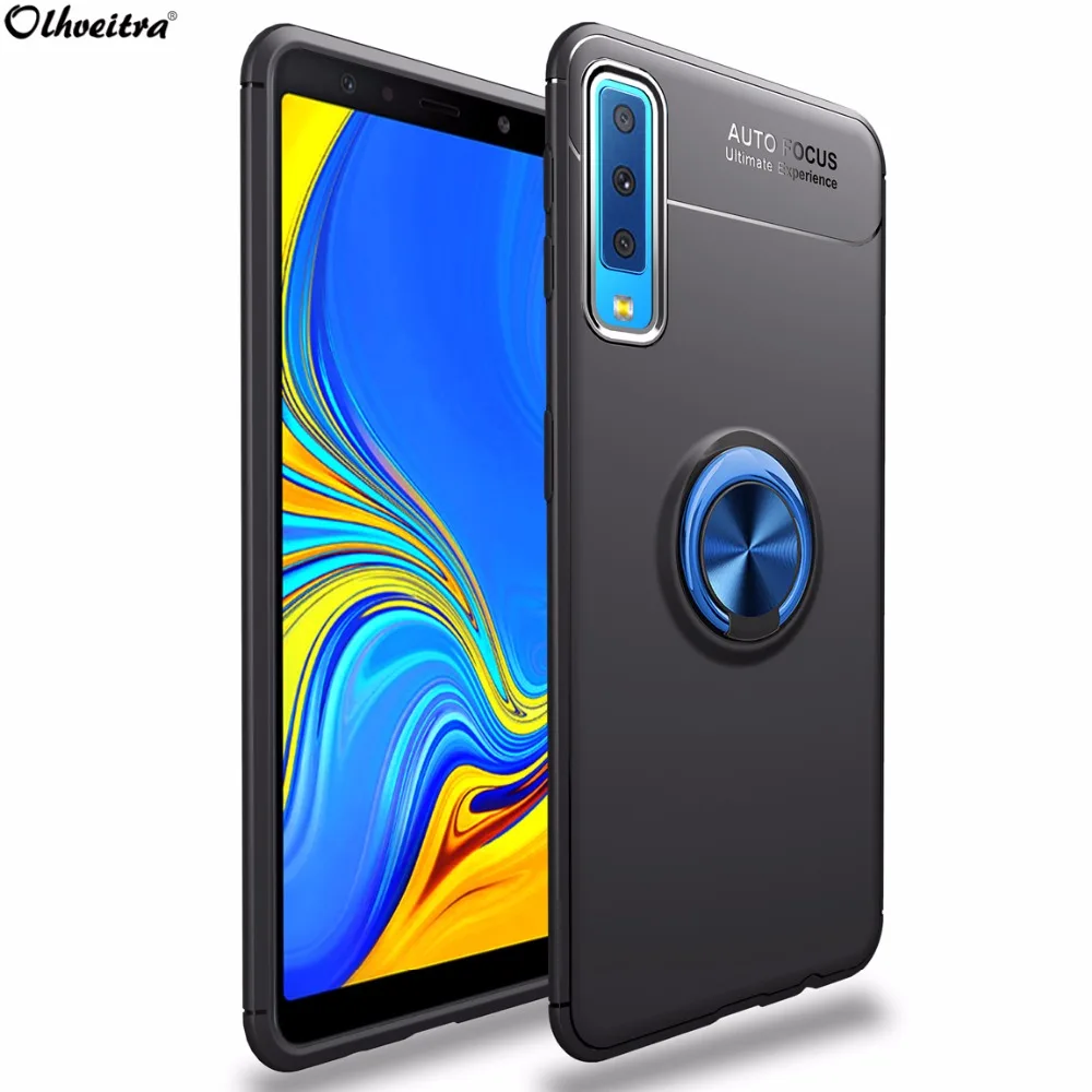 

TPU Back Cover For Samsung A7 2018 Case Finger Ring Holder Shell Matte Soft Silicone Stand Case For Samsung Galaxy A7 2018 A750