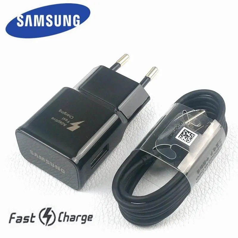 original EU Samsung Galaxy Wall Charger For s9 S8 plus Note 8 9 9v/1.67A Adaptive Fast Charging Travel Adapter &Usb Type C Cable