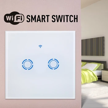 

EU/UK 1/2/3 Gang Smart Touch Light Switch Wireless WiFi APP Remote Control Voice Control for Google Alexa etc smart home