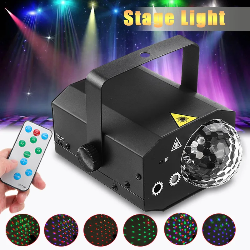

LED RGB Crystal Ball Laser Projector Light Spotlight Lighting 16 in1 Pattern Effect Sound Activated Effect Music Light