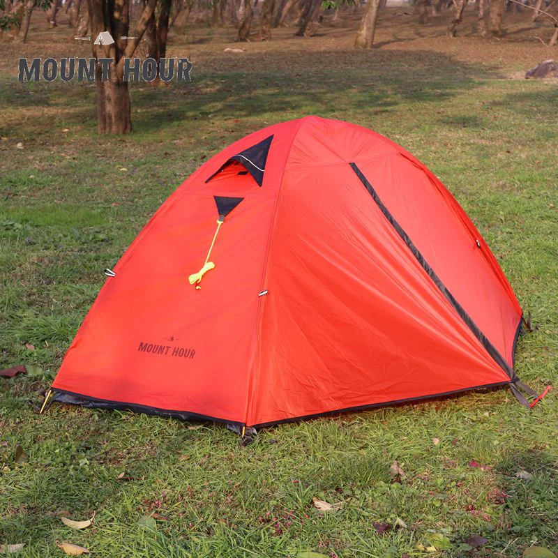 Mount Hour Single Hiking Tent 20D Silicone Fabric Light Backpacking Double Layers Aluminum Rod Camping Cycling Tent 4 Season