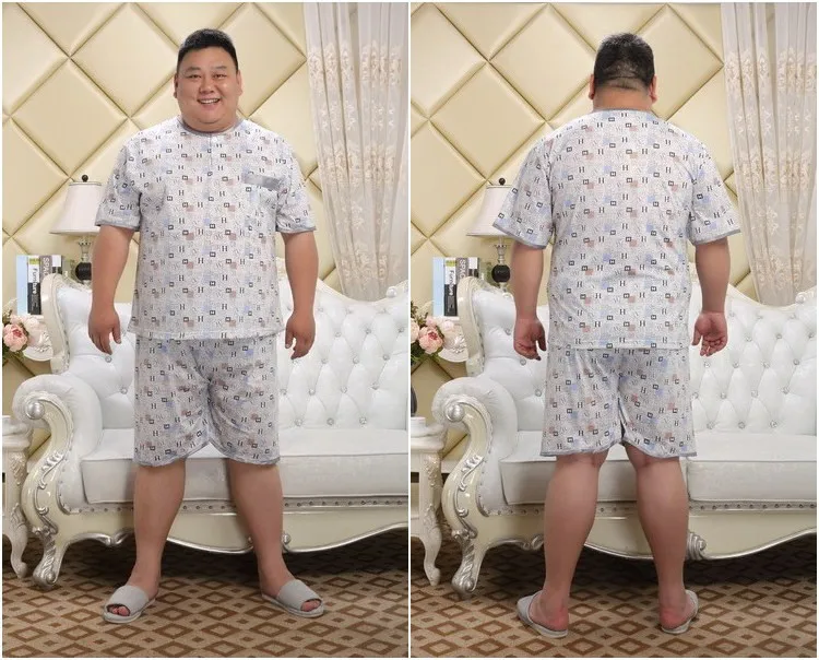 Большие размеры шорты размера XXXXXL мужской пижамы устанавливает Короткие рукава летняя Пижама пижамы сексуальное плед Ночной костюм
