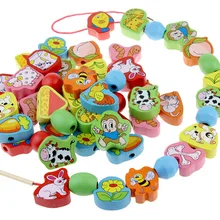 Детская амблиопия обучение Игрушечные лошадки деревянные раннего обучения Животные сопряжения бисером Пирсинг threading игры Пазлы Дети Игрушечные лошадки