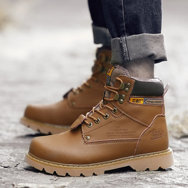 

HYFMWZS High Quality Unisex With Fur Hiking Shoes Woman Outdoor Boots Men Antiskid Mountain Boots Warm Tactical Boots Krasovk