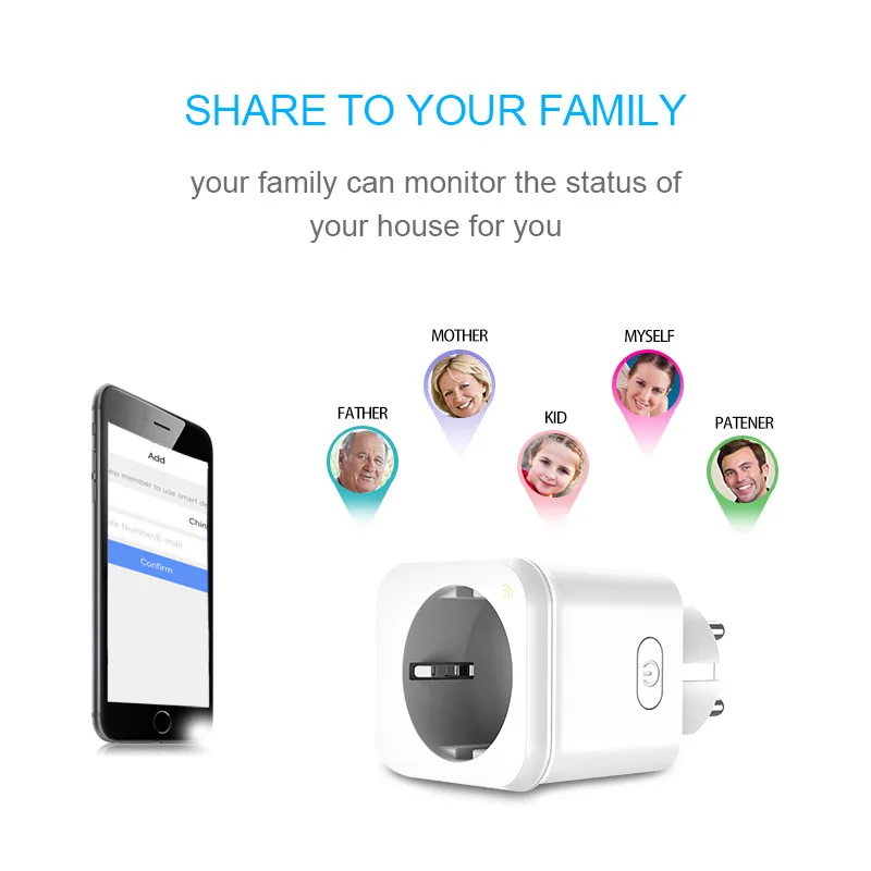 Lonsonho Wifi Smart Plug EU Smart Socket Power Monitor Energy Saver Compatible FR Plug Works With Google Home Mini IFTTT Alexa