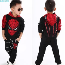Костюм Человека-паука футболка с человеком-пауком для мальчиков детская одежда костюм Супермена костюм Бэтмена комплект одежды детский пуловер