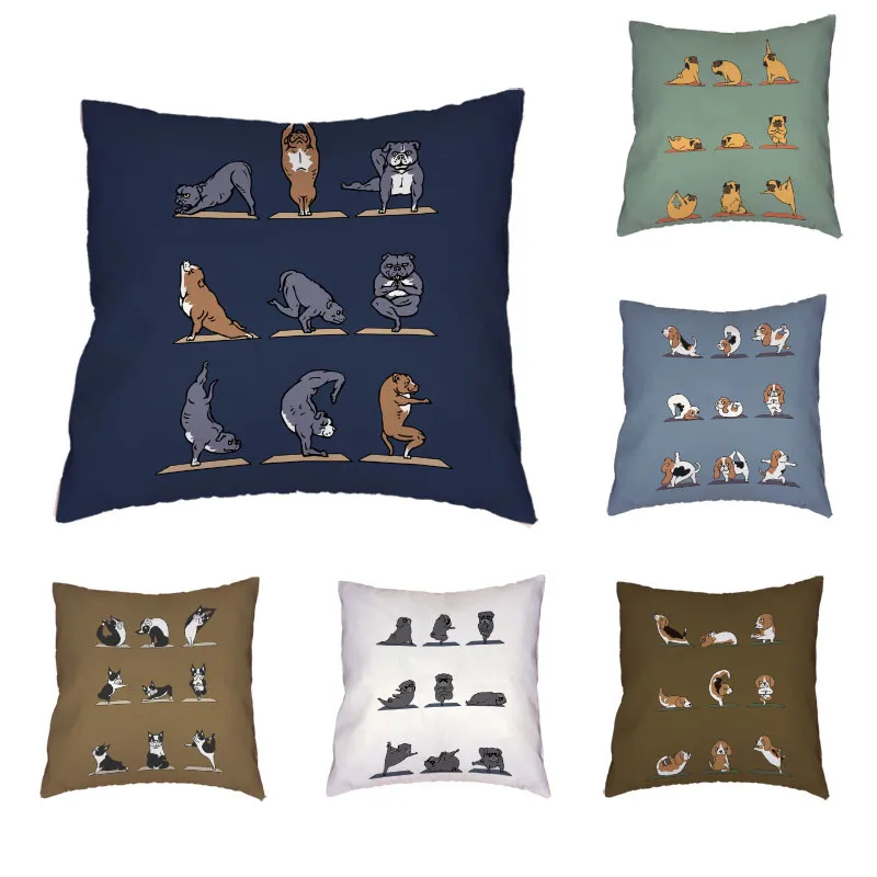 

Cute Puppy Pattern Cushion Cover Polyester Peach Skin Funny Labrador Schnauzer Husky Pug Dog Personality Style Pillow Decoration