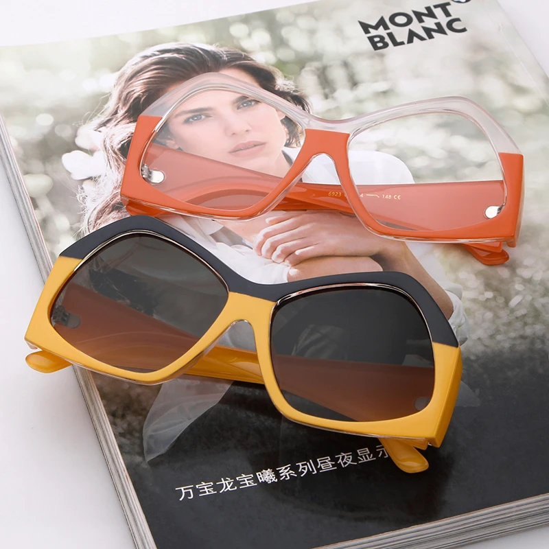 WHO CUTIE Polygon Oversized Sunglasses Men Women Brand Designer Vintage Female Sun Glasses Retro Gradient Lens Shades OM736