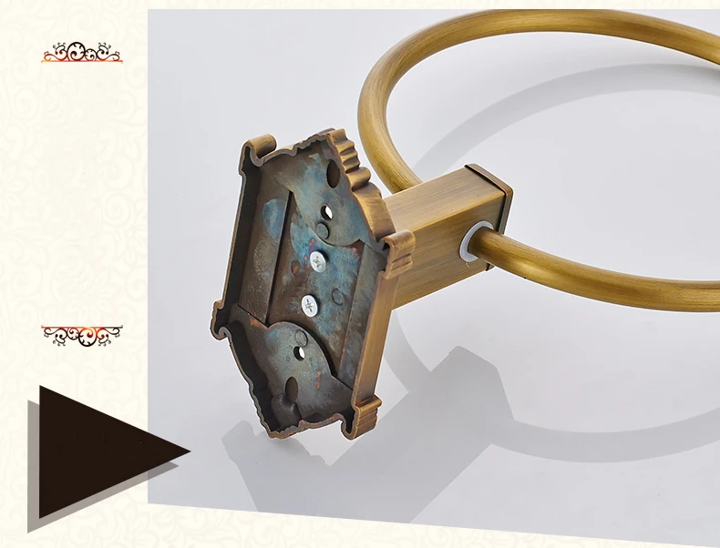 Европейский стиль античная ванная подвесное металлическое изделие вешалка для полотенец круглые медные кольца для полотенец резные настенные аксессуары для ванной комнаты