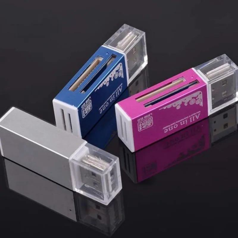 4-in-1 Aluminum Shell Metal Card Reader USB2.0 All-in-one High-speed Universal SD TF Card Reader  MMC Card  Readers
