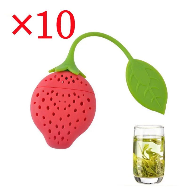 Wholesale 10 pcs Eco Friendly Strawberries Silicone Rubber Tea Bags