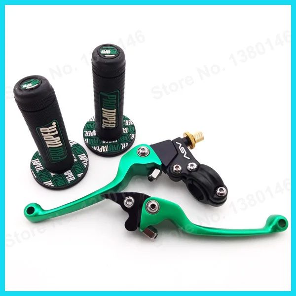 Throttle Handle Hand Grips Green ASV Folding Clutch Brake lever For CRF