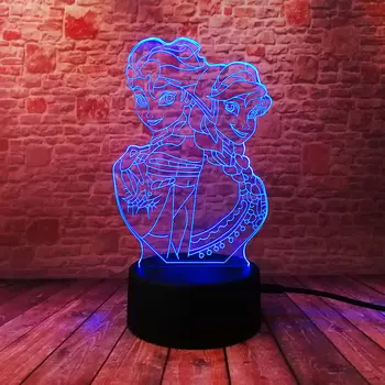 

Elsa Anna Princess Anime Figure 3D Nightlight Visual Illusion Color Flash Touch Light Desk Lamp Home Decor Toys for girls gift