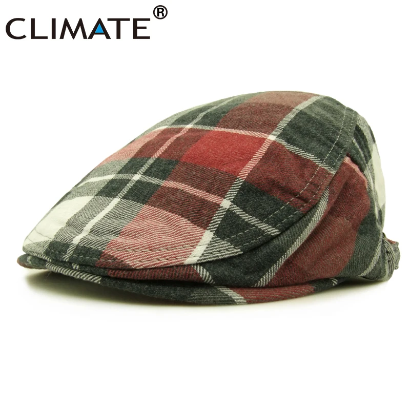

CLIMAT Men Fashion Beret Hat British Checked Plaid Style Men Woven Berets Flat Caps Hats Jacquard for Adult Women Men