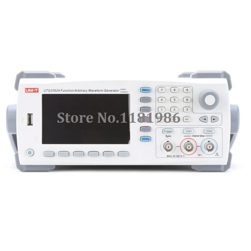 

UNI-T UTG2062A 60MHz Dual Channels Signal Function Arbitrary Waveform Generator 250MSa/s 4.3'' TFTLCD Arb. Memory Depth 1M USB