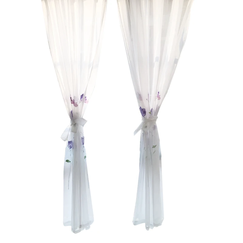 Современные Простые прозрачные шторы с цветочной вышивкой для гостиной, оконные тюли для кухни, вуаль из пряжи, занавески для детской спальни