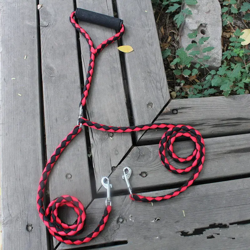 Ortilerri Hand-Made Double Dog Leash 140CM Braided Tangle Free Coupler For Training Two Dogs | Дом и сад