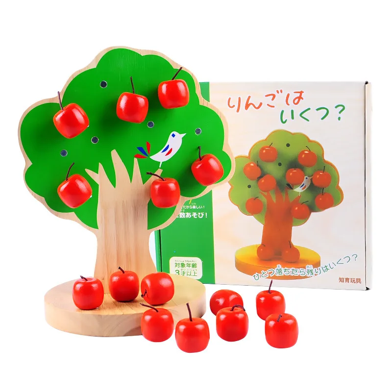 

Wooden magnetic apple tree baby fruit fruit count children early education puzzle wooden toy