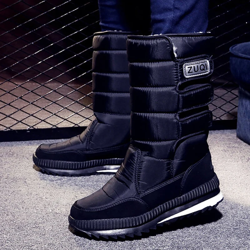 Men Boots platform snow boots for men thick plush waterproof slip-resistant winter shoes Plus size 36 – 47 2019 Winter