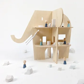 

Creative Products Standing Elephant Wooden Bookend Shelf Vintage DIY Handcrafted Wooden Baby Elephant Bookend Nursery Decor Art