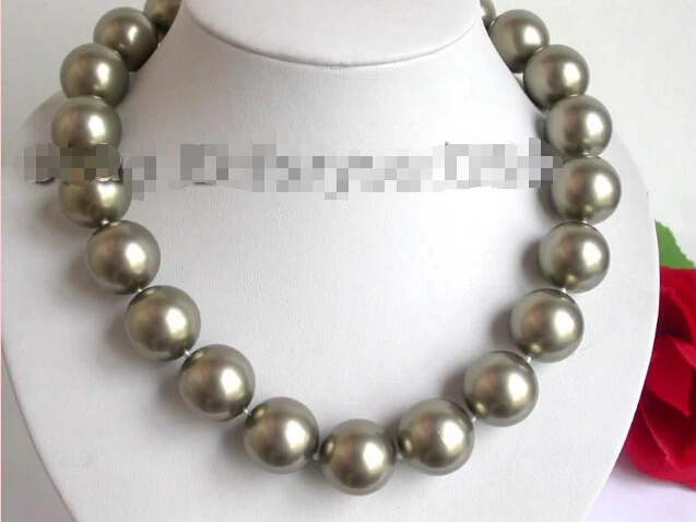 

Free shipping >>>>>>HUGE!Natural 20mm Coffee Round Shell Pearl Necklace!