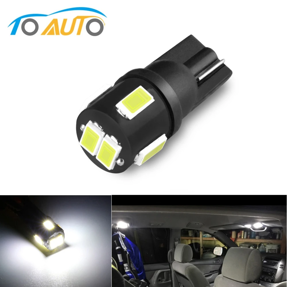 2Pcs T10 5630 6SMD LED Wedge License Plate Light Bulbs White 8W 12V 800LM 6000K
