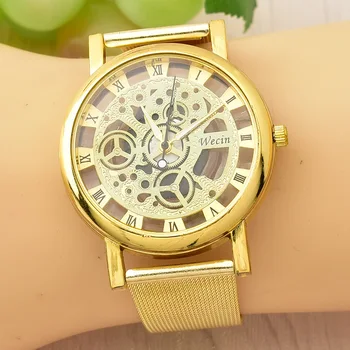 

2018 New hollow dial Stainless Steel Strap Watch Casual Fashion Exquisite precision Men's Quartz watch