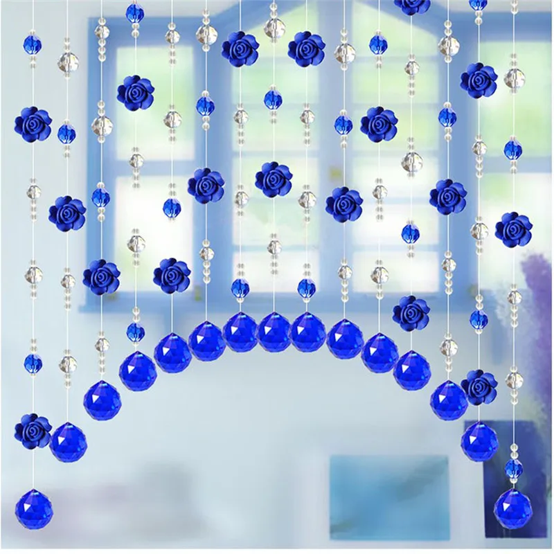 

2018 Curtain Crystal Glass Rose Bead Curtain Living Room Bedroom Window Door Wedding Decor Home & Living