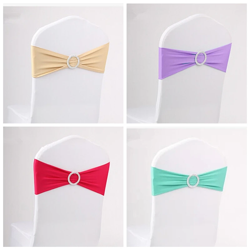 2017 top sale elastic lycra spandex chair cover bands with buckle chair