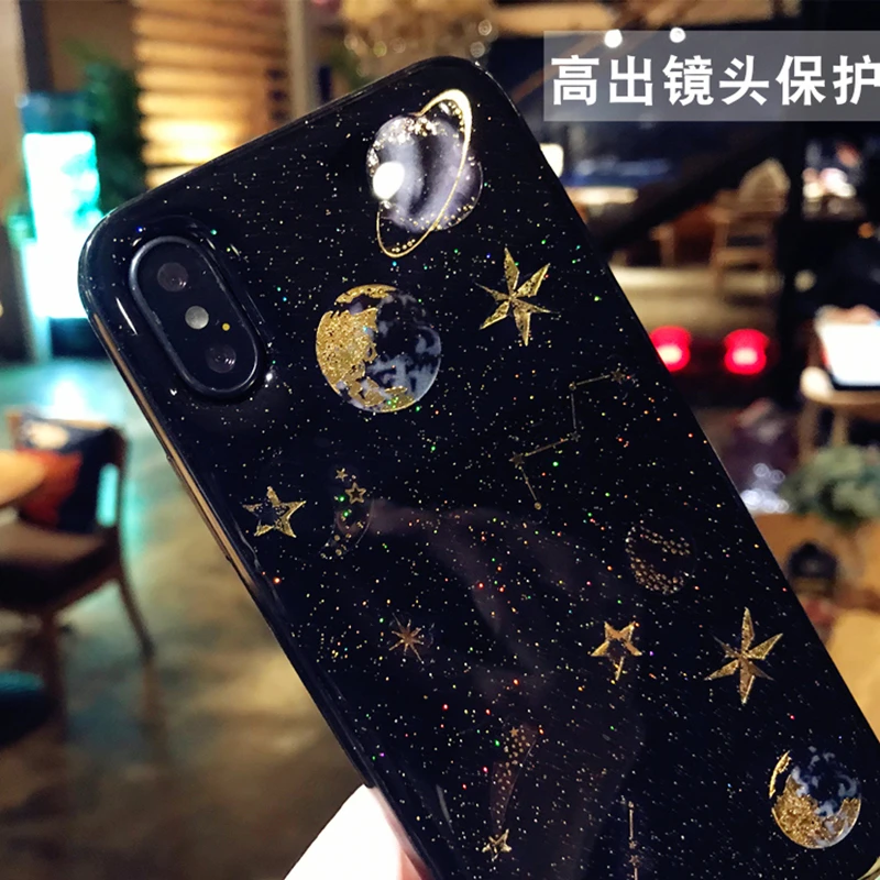 Aoweziic Flicker sky transparent For iPhone X XS MAX XR black mobile phone shell 6S silica gel edge 7plus girl 8plus wrestling