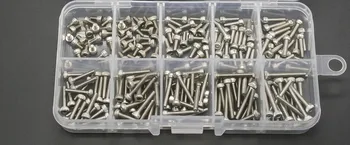 

200pcs/set M2.5*4/5/6/8/10/12/14/16/18/20 DIN912stainless steel 304 hex socket cap head screws assortment kit with box 172