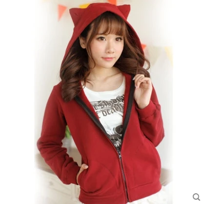 

Princess sweet lolita Hoodies Daily with pure color stereo cat ears hooded long-sleeved fleece Dolley-106