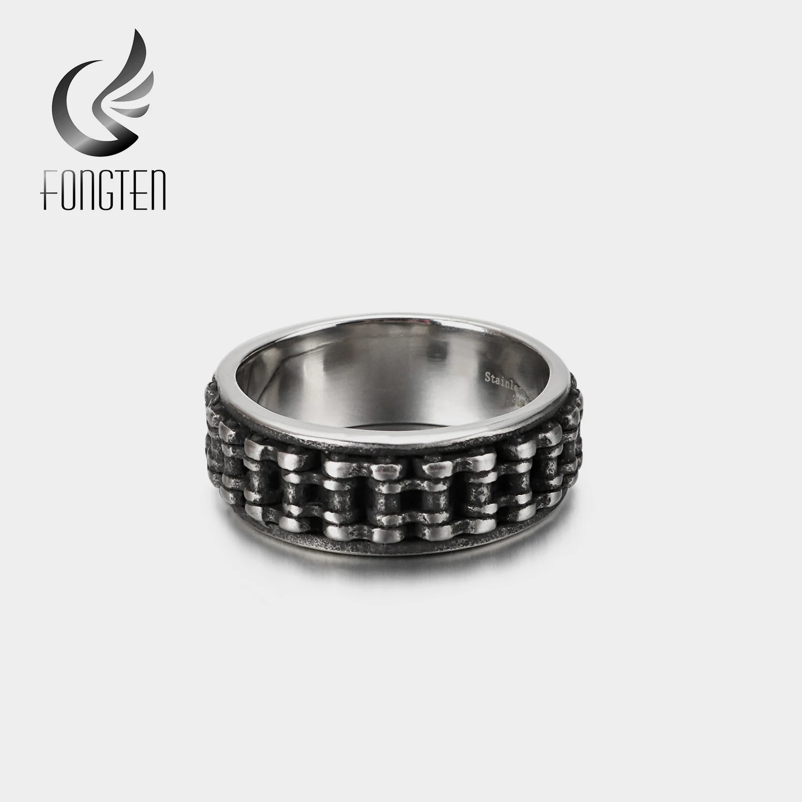 

Fongten Vintage Black Stainless Steel Simple Biker Finger Minimalist Ring For Men Jewelry