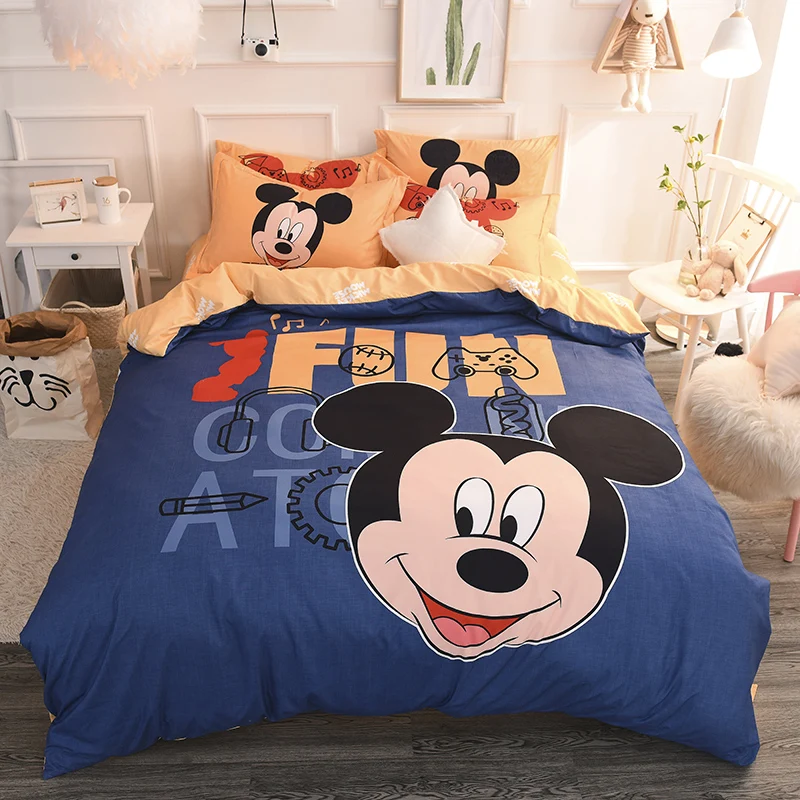 

100% Cotton bed linen set quilts and bedding sets Lovely Disney Mickey Mouse Kids Single Double Queen Quilt Cover Bed Sheet new