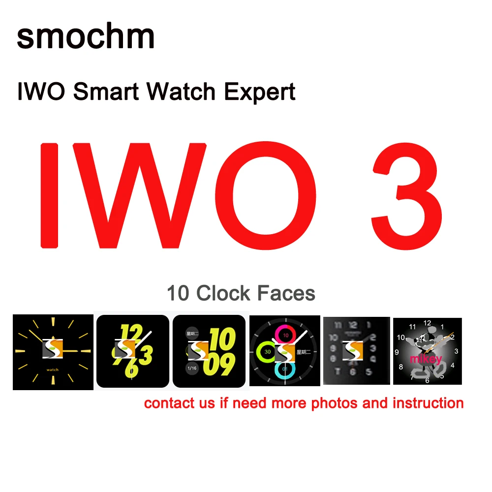 

Smochm Sports Health Monitor Pedometer IWO 3 Wireless Charger MTK2502C Bluetooth Smart Watch for IOS Apple IPhone Andriod phone