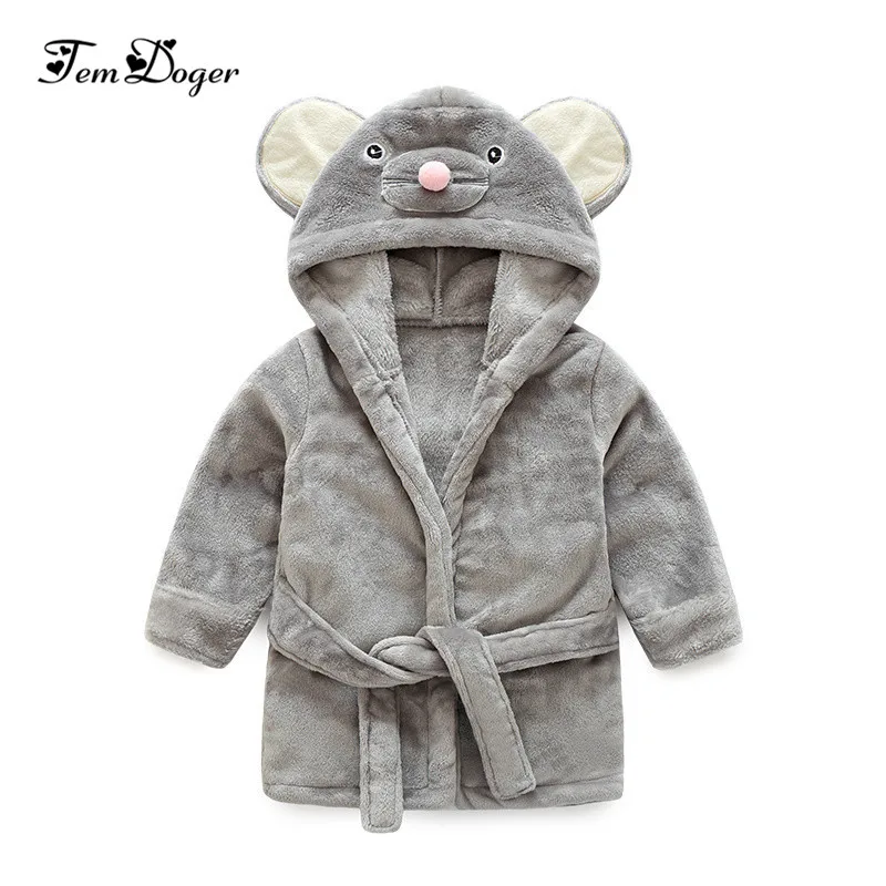 Children Soft Robes Boys Girls Flannel Animal Pajamas Sleepwear Baby