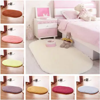 

HobbyLane 50X80CM Non Slip Pad Soft Room Oval Carpet Salon Floor Mat for Bed Room Living room Bathroom Kitchen