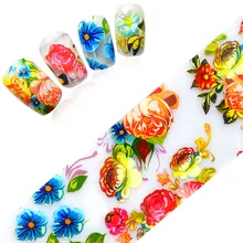 Горячая Мода Дизайн ногтей клей передачи обертывание фольга стикер Блестящий кончик Наклейка украшения красивый желтый цветок JISTZXK48