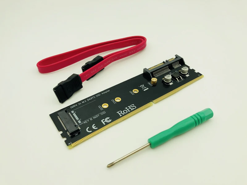 

Переходник DDR4 на M.2 SATA, адаптер памяти DDR4 DIMM на M.2 NGFF SSD B Key 15Pin Power 7pin SATA порт на материнскую плату 2230-2280 M2 SSD