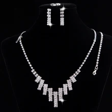 Заявление Цепочки и ожерелья серебряные свадебные австрийский хрусталь горный хрусталь Винтаж Ювелирные наборы Наборы свадебных ювелирных изделий