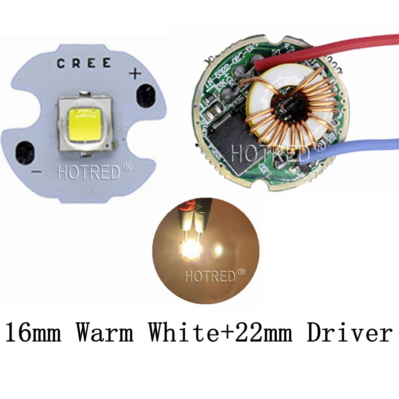 10 Вт Cree XM-L2 T6 XML2 T6 светодиодный светильник 20 мм PCB белый теплый белый нейтральный белый+ 22 мм 5 режимов 3-12 в драйвер для DIY фонарь светильник-вспышка